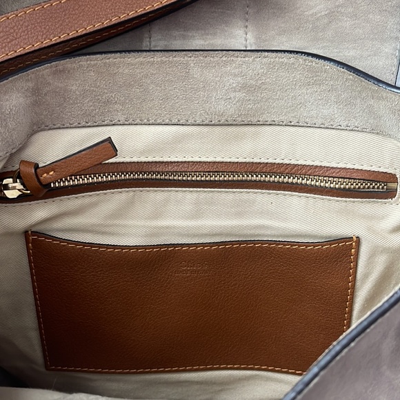 Chloe Lexa Crossbody Bag Suede Leather Medium Flap Key Taupe Beige Gray Boho - Picture 8 of 16